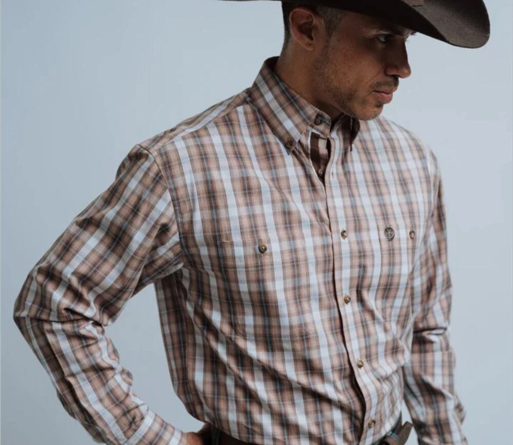 Wrangler George Strait Men's Long Sleeve Button Up Shirt Orange Brown Size XL
